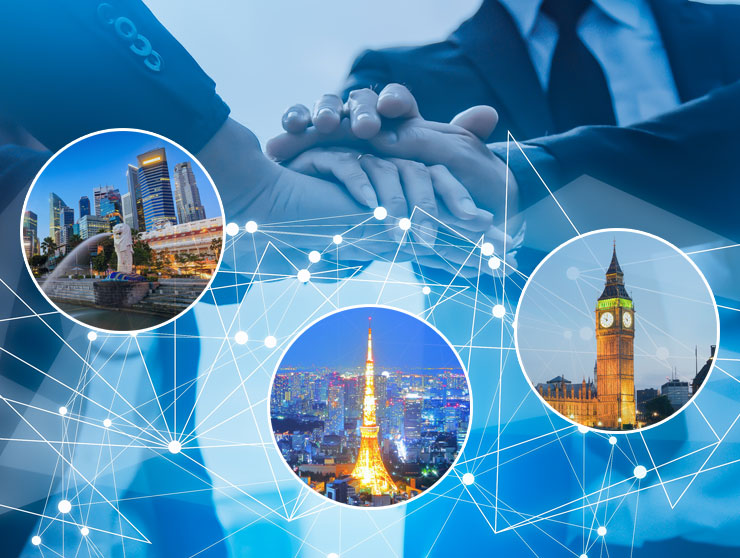 グローバルネットワーク（東京、ロンドン、シンガポール）